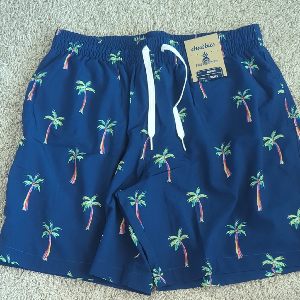 Chubbies Men's Navy Palm Print Athletic Shorts